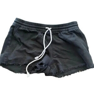 Aerie Women's Black Raw Hem Cut Off Drawstring Large Pockets Shorts Size XS